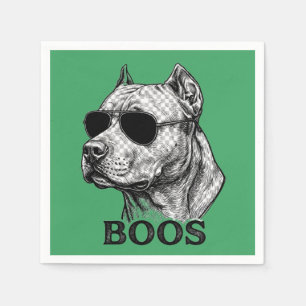 Servilleta De Papel Diseño de tatuaje de Pitbull con gafas de sol en e