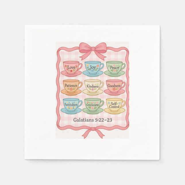 Servilleta De Papel Diseño de taza de té rosa (Anverso)