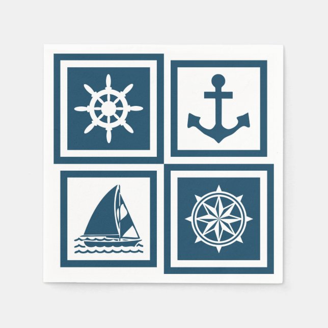 Servilleta De Papel Diseño de temática náutica (Anverso)