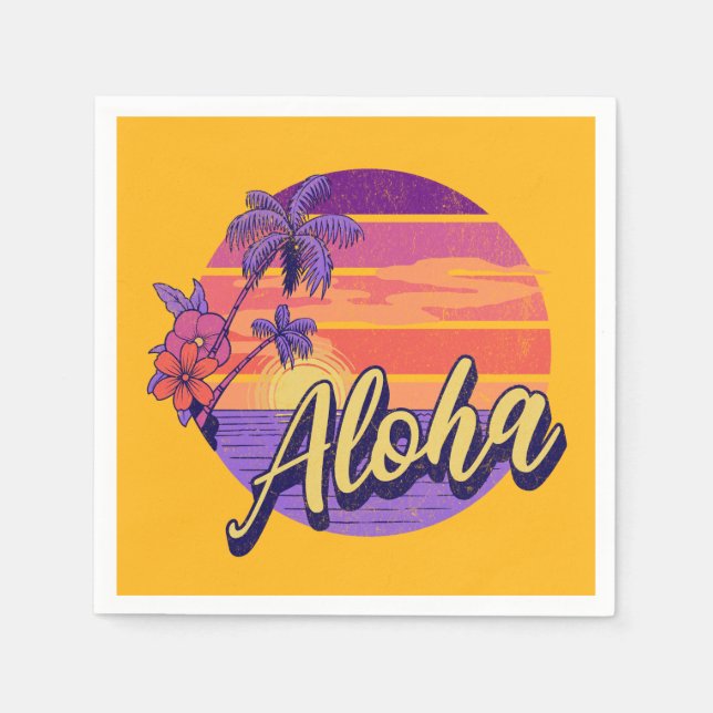 Servilleta De Papel Diseño de texto de estilo retro "Aloha" (Anverso)