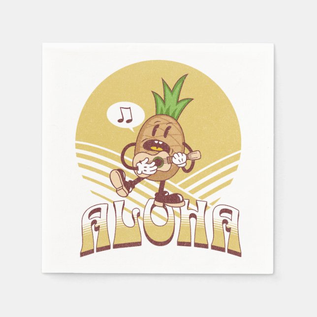 Servilleta De Papel Diseño de texto de estilo retro "Aloha" (Anverso)