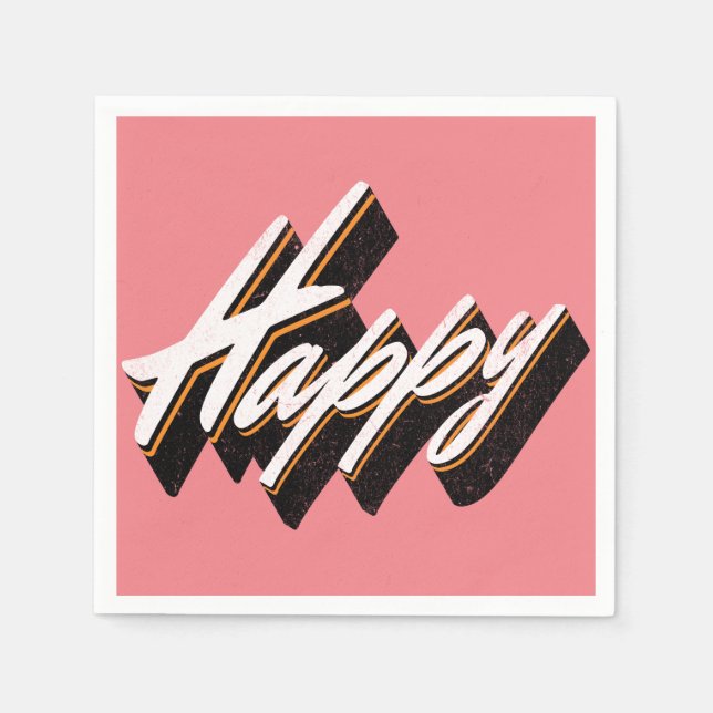 Servilleta De Papel Diseño de texto feliz (Anverso)