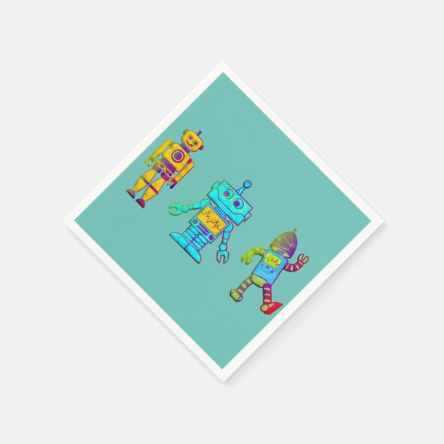 Servilleta De Papel Diseño de Toddler Birthday Robot (Borde)