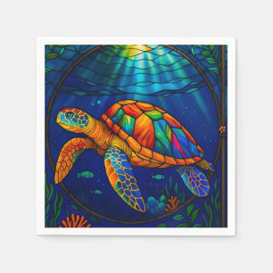 Servilleta De Papel Diseño de tortuga marina de vidrio tintado vibrant