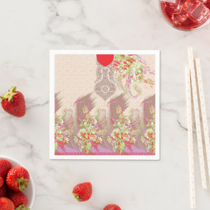 Servilleta De Papel diseño de un jarrón rojo con flores en él