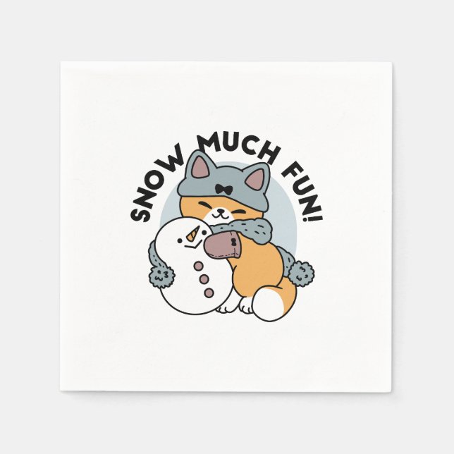 Servilleta De Papel Diseño de vacaciones de invierno para gato con nie (Anverso)
