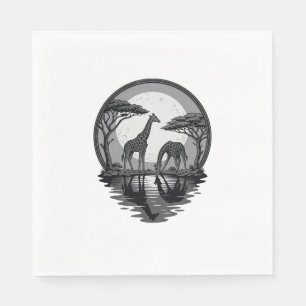 Servilleta De Papel Diseño de vector de silueta de jirafa luna safari
