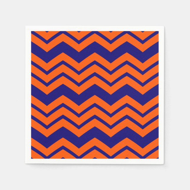 Servilleta De Papel Diseño de zigzag de Chevron azul naranja (Anverso)