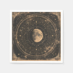 Servilleta De Papel Diseño del mapa celeste lunar vintage