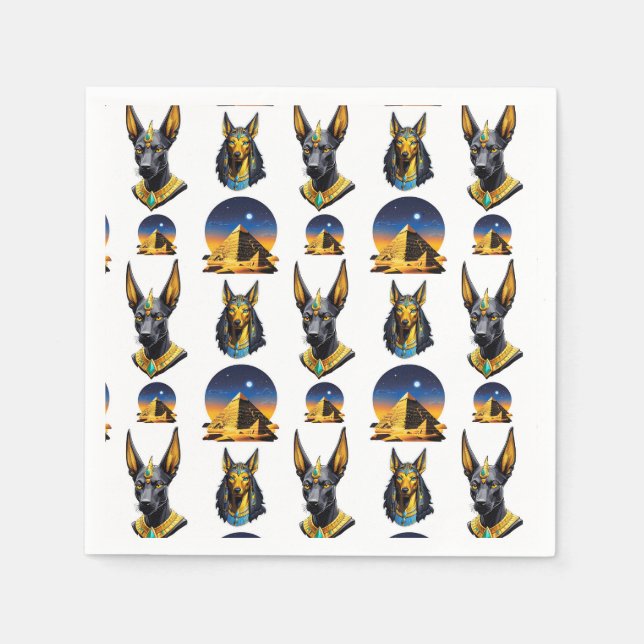 Servilleta De Papel Diseño del patrón Anubis de la Pirámide de Egipto (Anverso)