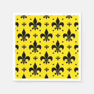 Servilleta De Papel Diseño del patrón de flor de lis de fondo amarillo