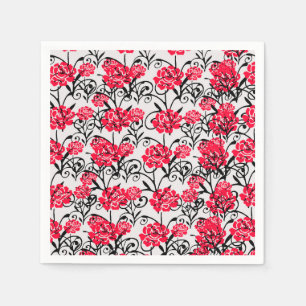 Servilleta De Papel Diseño del patrón de Ilustracion floral de rosa ro
