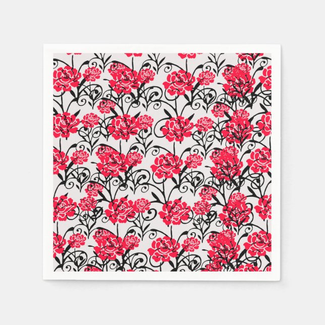 Servilleta De Papel Diseño del patrón de Ilustracion floral de rosa ro (Anverso)