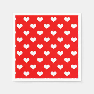 Servilleta De Papel Diseño del patrón del corazón de amor blanco rojo