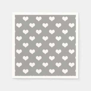 Servilleta De Papel Diseño del patrón del corazón de amor gris de Ash