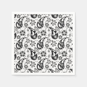 Servilleta De Papel Diseño del patrón Paisley floral blanca