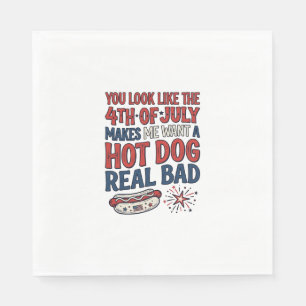 Servilleta De Papel Diseño divertido de camiseta patriótica de hot dog