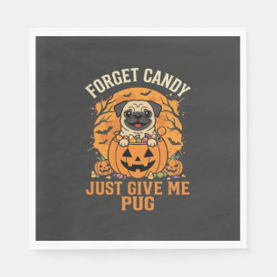 Servilleta De Papel Diseño divertido de dulces de pug de Halloween_1