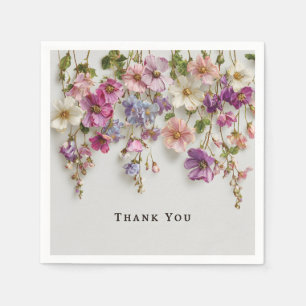 Servilleta De Papel Diseño elegante de "Gracias" con flores colgantes