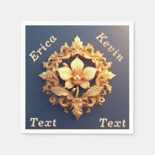 Servilleta De Papel Diseño elegante de relieve floral con detalles orn