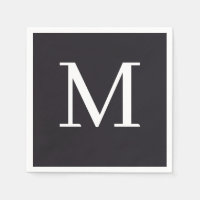 Diseño en blanco y negro de Napkin, Boda monograma