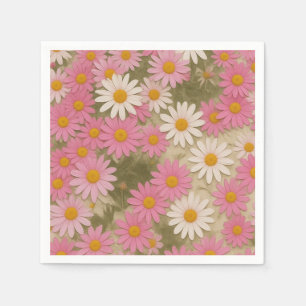 Servilleta De Papel Diseño Estético de Patrón de Flor de Margarita Ret