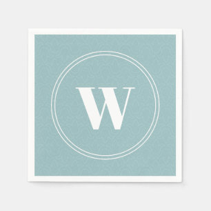 Servilleta De Papel Diseño floral, azul claro, marco monograma