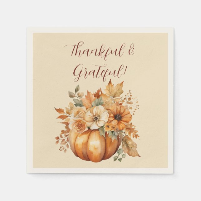 Servilleta De Papel Diseño floral de calabaza acuática - (Anverso)