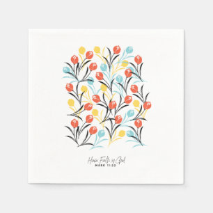 Servilleta De Papel Diseño floral de patrón vibrante de tulipán en bla