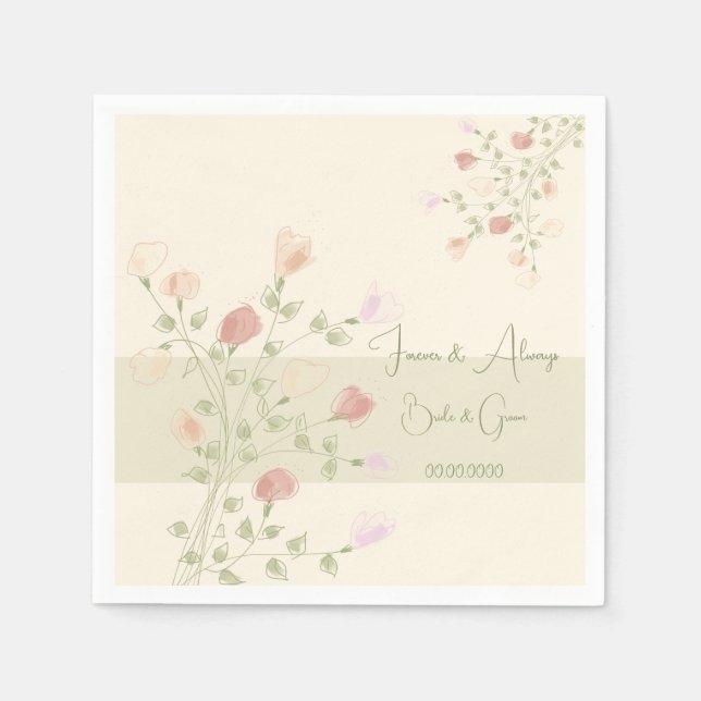 Servilleta De Papel Diseño floral elegante (Anverso)