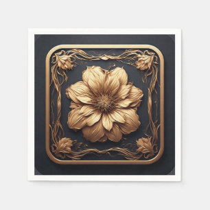 Servilleta De Papel Diseño floral elegante que enfatiza detalles dorad