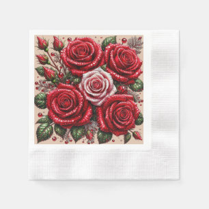 Servilleta De Papel Diseño floral intrincado adornado con gemas