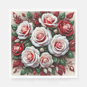 Servilleta De Papel Diseño floral intrincado adornado con gemas