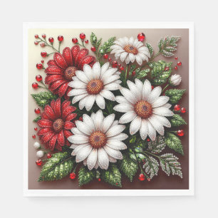 Servilleta De Papel Diseño floral intrincado con joyas