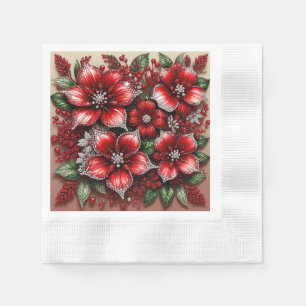 Servilleta De Papel Diseño floral intrincado con joyas