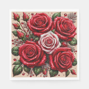 Servilleta De Papel Diseño floral intrincado con joyas