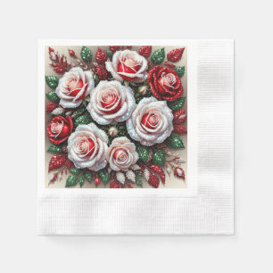 Servilleta De Papel Diseño floral intrincado con joyas