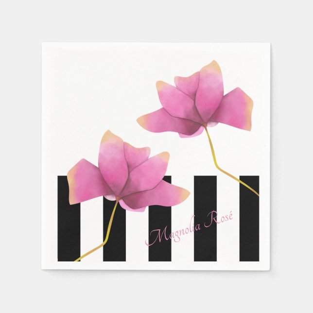 Servilleta De Papel Diseño floral moderno Magnolia Rosé (Anverso)
