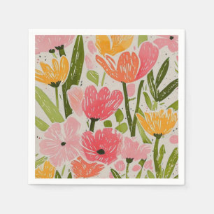 Servilleta De Papel Diseño floral moderno Retro Mid Century