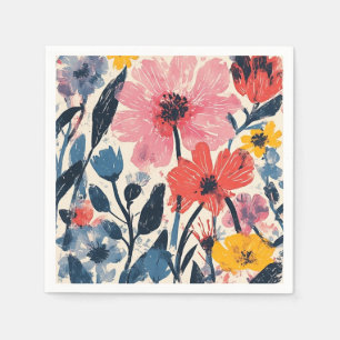 Servilleta De Papel Diseño floral moderno Retro Mid Century
