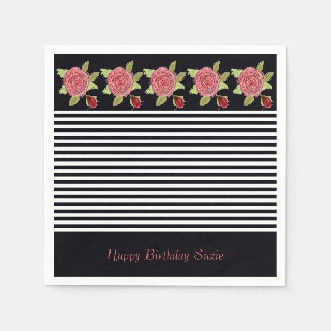 Servilleta De Papel Diseño Floral rosa (Anverso)