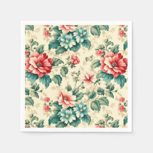 Servilleta De Papel Diseño floral victoriano de color azul claro
