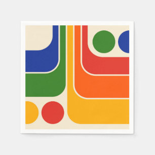 Servilleta De Papel Diseño geométrico de estilo retro de los años 70