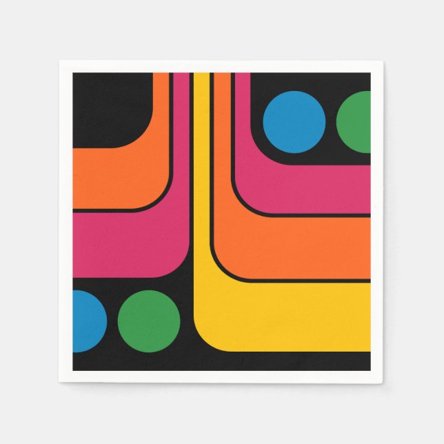 Servilleta De Papel Diseño geométrico de estilo retro Mod de los 70 (Anverso)