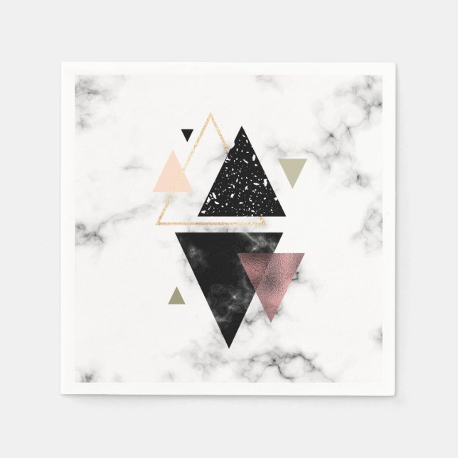 Servilleta De Papel Diseño geométrico de mármol metalizado (Anverso)