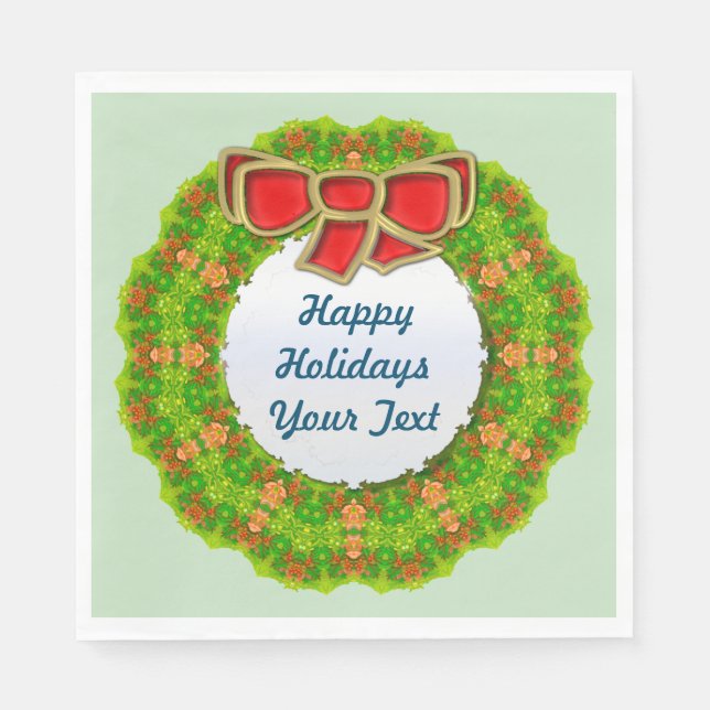 Servilleta De Papel Diseño geométrico moderno de Wreath de vacaciones (Anverso)