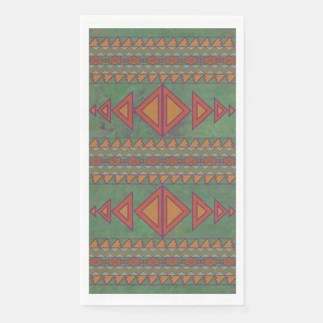 Servilleta De Papel Diseño geométrico verde del suroeste de Sagebrush (Anverso)