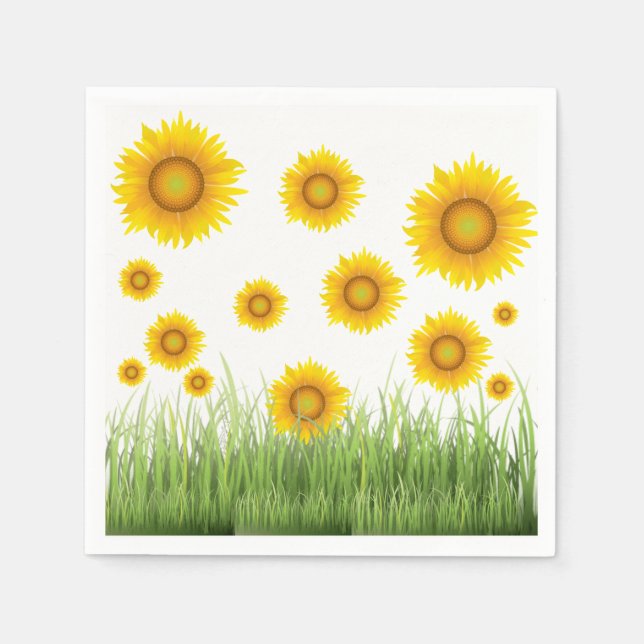 Servilleta De Papel Diseño gráfico luminoso y elegante de girasoles (Anverso)