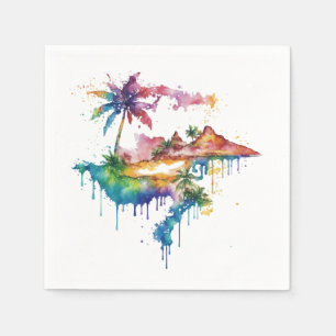 Servilleta De Papel Diseño hawaiano con manchas coloridas
