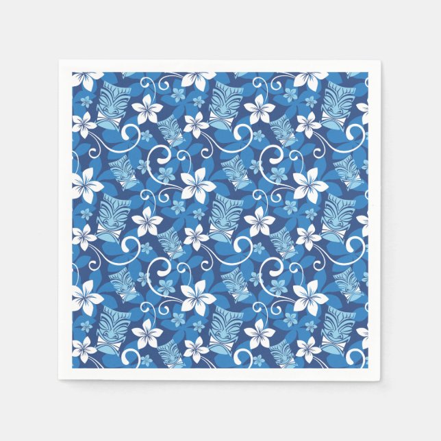 SERVILLETA DE PAPEL DISEÑO LUAU TIKI (AZUL BRILLANTE) (Anverso)
